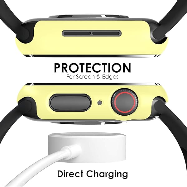 Pokanic Pokanic 2 Pack Tempered Glass Case for Apple Watch SE/6/5/4 - Full Body Screen Protector, Scratch Resistant, Wireless Charge, Yellow 40mm - View 4 of 10