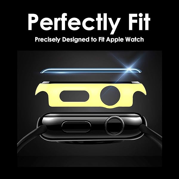Pokanic Pokanic 2 Pack Tempered Glass Case for Apple Watch SE/6/5/4 - Full Body Screen Protector, Scratch Resistant, Wireless Charge, Yellow 40mm - View 5 of 10