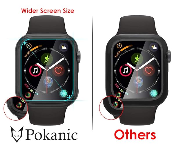 Pokanic Pokanic 2 Pack Tempered Glass Case for Apple Watch SE/6/5/4 - Full Body Screen Protector, Scratch Resistant, Wireless Charge, Yellow 40mm - View 6 of 10