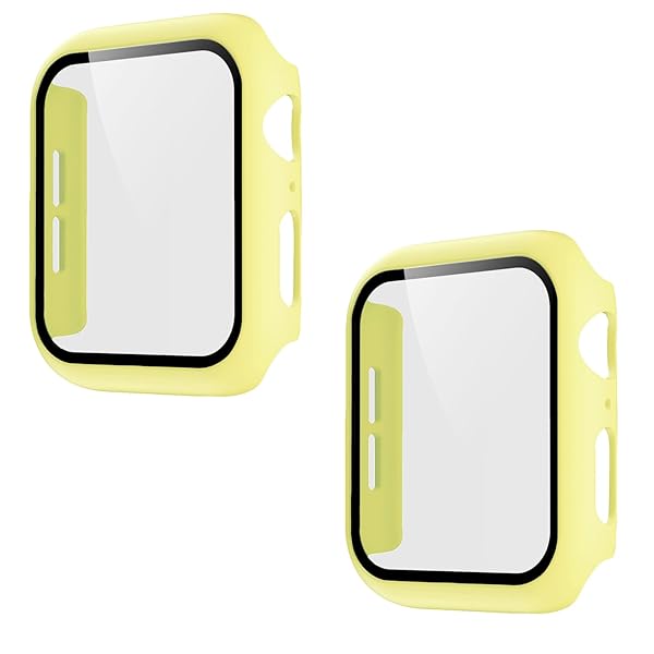 Pokanic 2 Pack Tempered Glass Case for Apple Watch SE/6/5/4 - Full Body Screen Protector, Scratch Resistant, Wireless Charge, Yellow 40mm