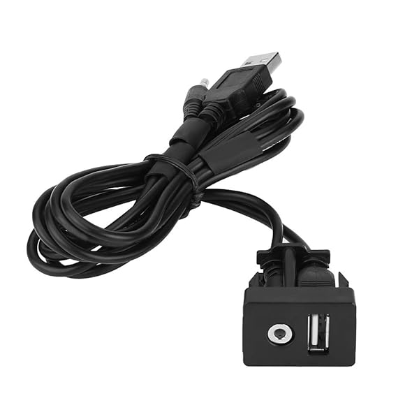 EVGATSAUTO 3.5mm AUX Extension Mount with USB Port for Car and Boat Dash Flush Mount Cable Panel - View 7 of 11