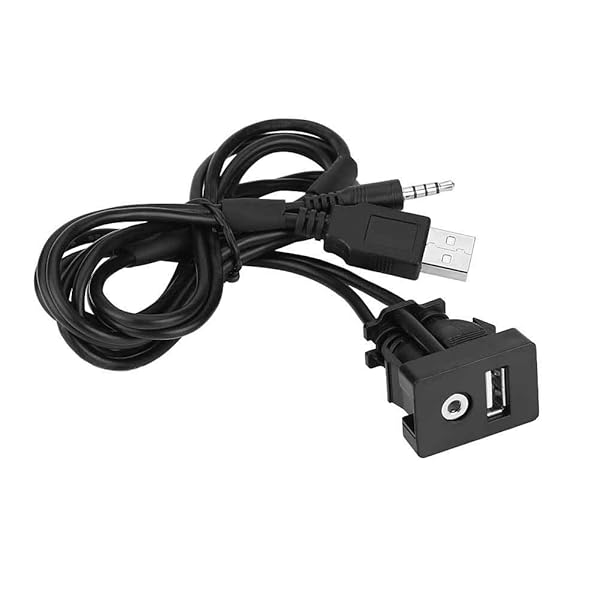 EVGATSAUTO 3.5mm AUX Extension Mount with USB Port for Car and Boat Dash Flush Mount Cable Panel - View 2 of 11