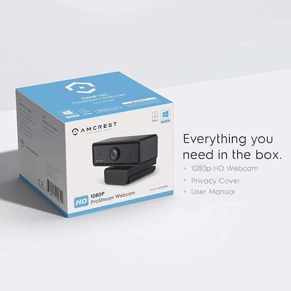 Amcrest Amcrest 1080P Webcam with Microphone & Privacy Cover - Ideal for Zoom, Skype, Online Classes & Meetings - View 8 of 8