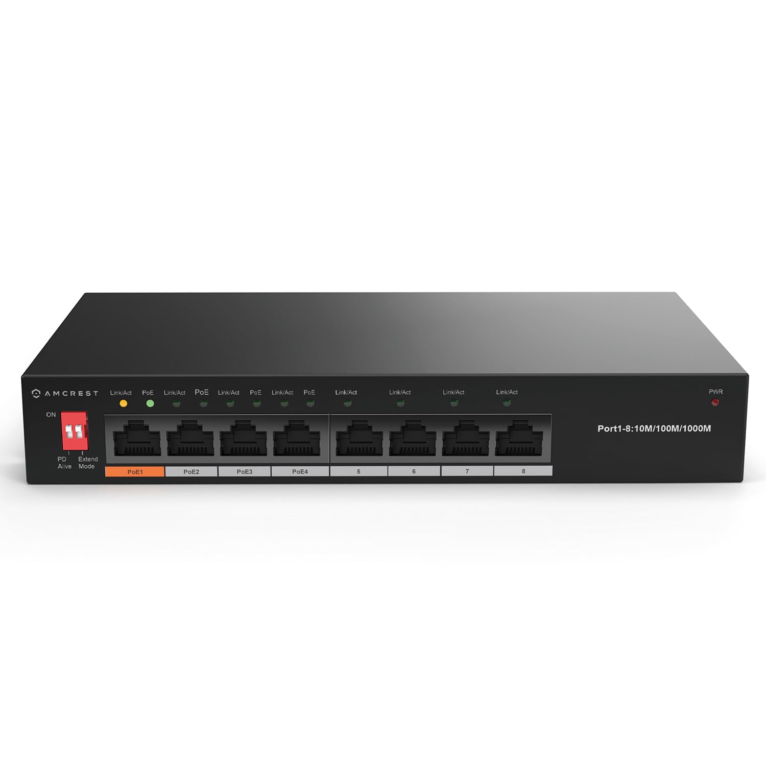 Amcrest 8-Port Switch with 4 POE+ Ports 802.3af/at 60W Durable Metal Housing AGPS8E4P-AT-60-V2