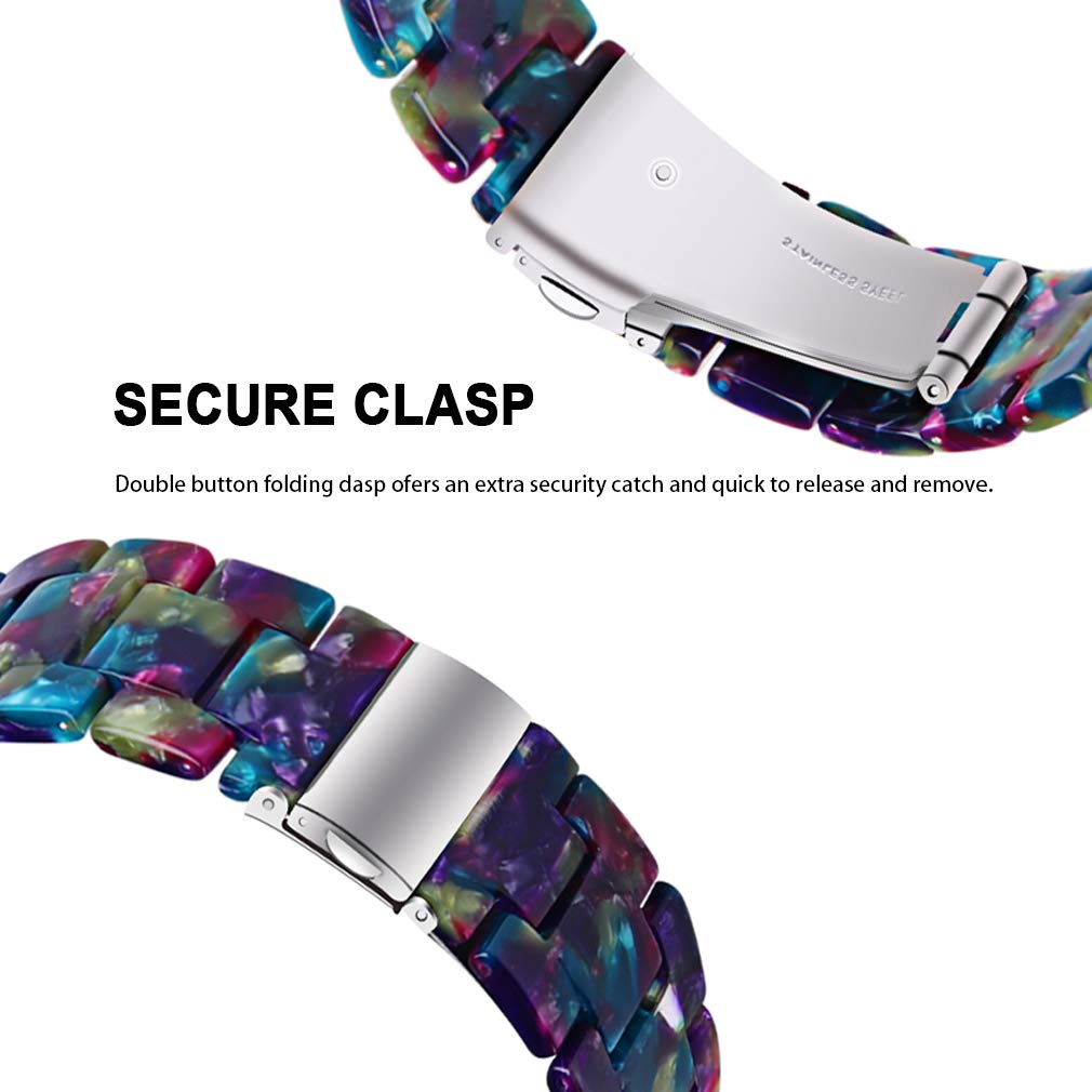 Chofit Resin Bands Compatible with Galaxy Watch3 41mm Galaxy Watch 42mm Watchband 20mm Resin Watch Strap Band Stainless Steel Buckle Strap Bracelet for - View 3 of 5