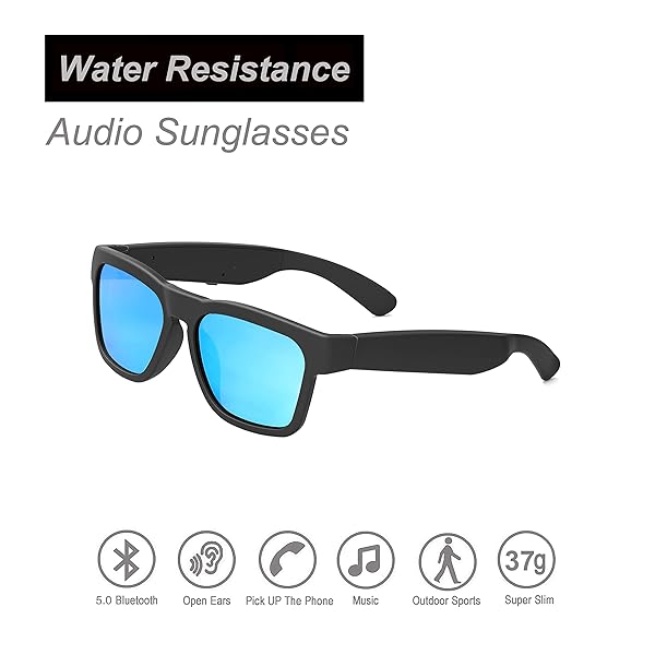 OhO sunshine Shop OhO Smart Glasses: Polarized Bluetooth Sunglasses with UV Protection & Voice Control - Unisex Blue Lens - View 2 of 7