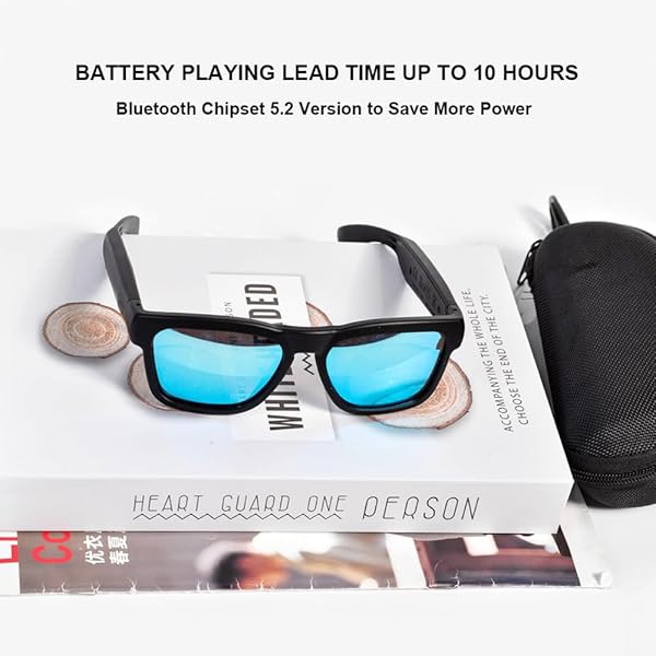 OhO sunshine Shop OhO Smart Glasses: Polarized Bluetooth Sunglasses with UV Protection & Voice Control - Unisex Blue Lens - View 3 of 7