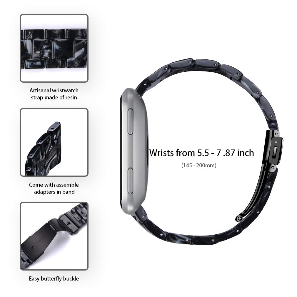 Chofit Resin Bracelet Compatible with Fitbit Versa 2 Versa Lite Versa Band for Women, Replacement Bracelet Strap Metal Stainless Steel Buckle for Versa 2 - View 2 of 6