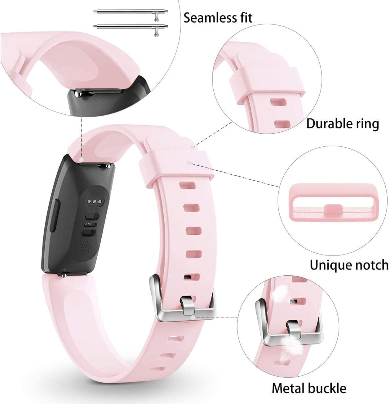 Wepro Wepro Band Compatible with Fitbit Inspire 2 Bands for Women, Soft Band Compatible with Fitbit Inspire Bands, Replacement Wristbands Accessories for - View 5 of 9