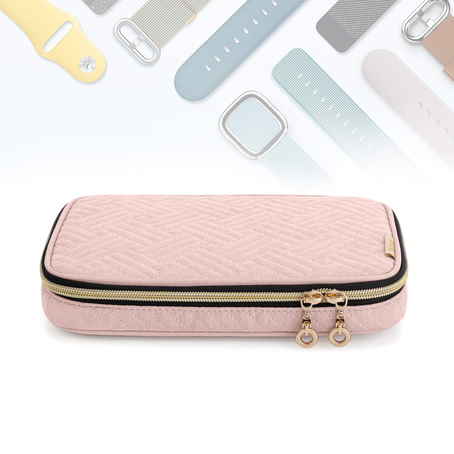 Teamoy Teamoy Watch Band Storage Case for 12 Straps Travel Organizer Compatible with All Apple Watch and Smart Watch Bands Misty Rose - View 8 of 9