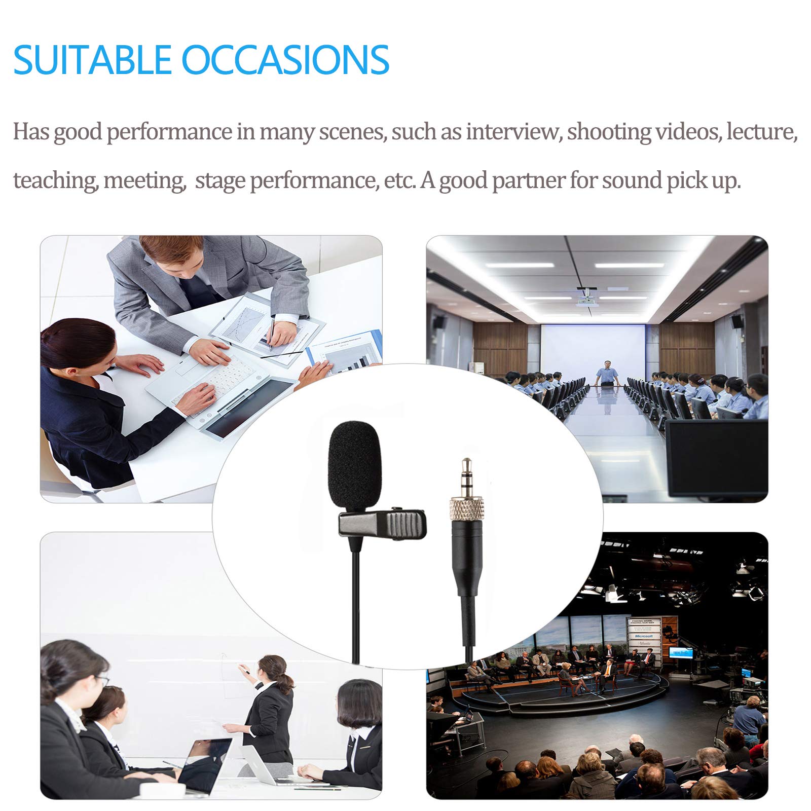 Sujeetec Sujeetec Lavalier Microphone Compatible with Sennheiser Wireless Transmitter Unidirectional Condenser Mic with 3.5mm Screw Lock Plug - View 6 of 9