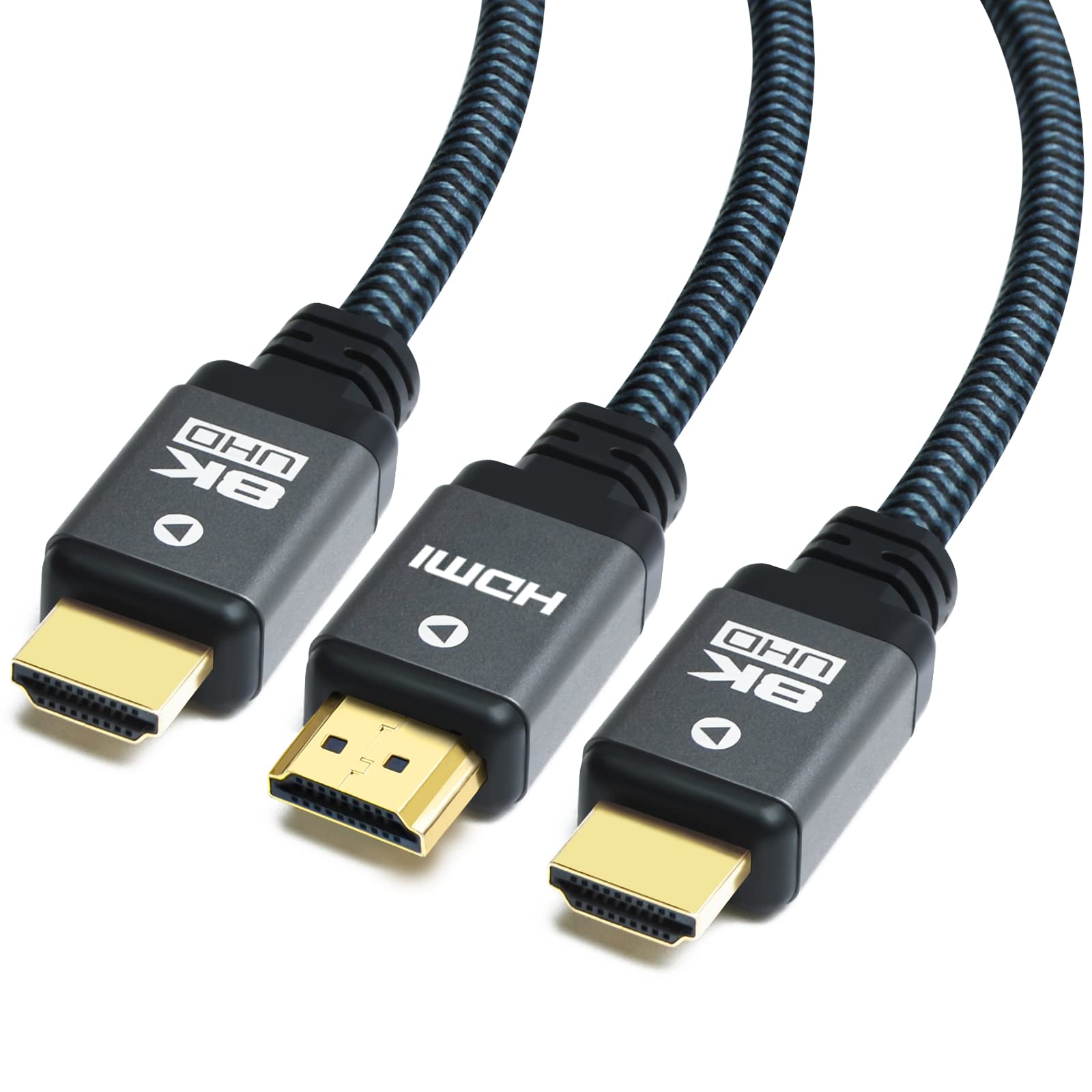 Yauhody Yauhody 8K HDMI Cable 6.6ft (3 Pack) - High Speed 48Gbps, Supports 8K 60Hz, 4K 120Hz, Durable Nylon Braided Cord