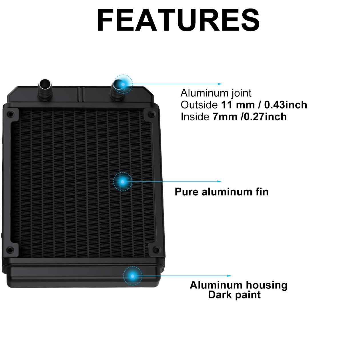 Clyxgs Clyxgs 12 Pipe Aluminum Water Cooling Radiator for PC CPU Computer Heat Exchanger DC12V 120mm Efficient Cooling System - View 4 of 6