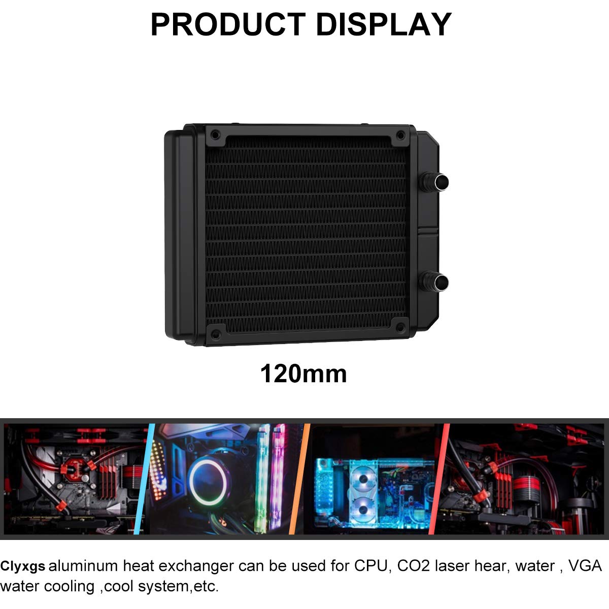 Clyxgs Clyxgs 12 Pipe Aluminum Water Cooling Radiator for PC CPU Computer Heat Exchanger DC12V 120mm Efficient Cooling System - View 5 of 6