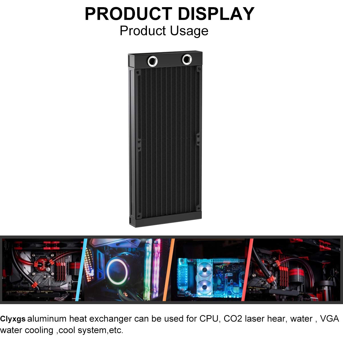 Clyxgs CLYXGS 240mm Water Cooling Radiator G1/4 Thread Aluminum Heat Exchanger for PC CPU Computer Cooling System - View 5 of 6