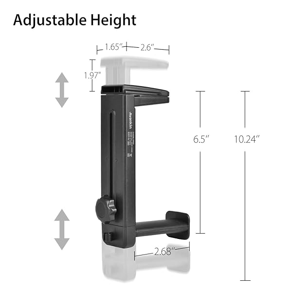 NEETTO NEETTO HS906 Headphone Stand & Hanger 2 in 1, Above & Under Desk Gaming Headset Holder Mount Hook with Height Adjustable & Rotating Clamp, Earphone Rack with Cable Clip - View 6 of 9