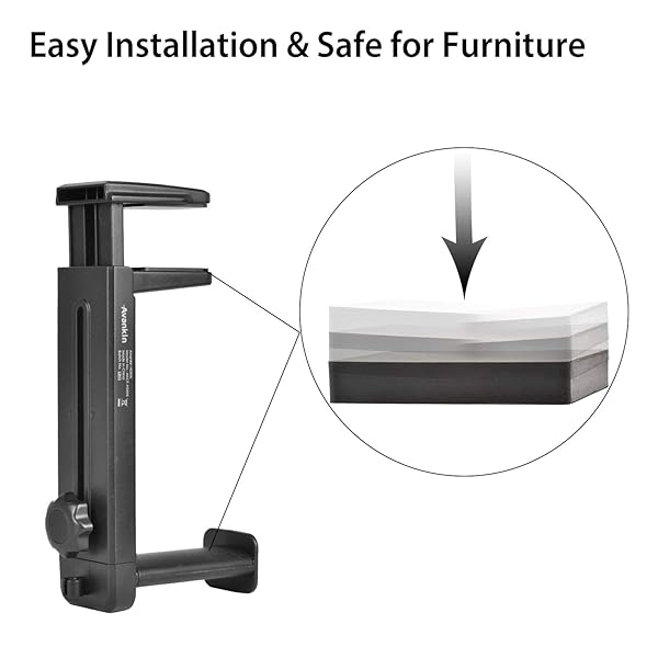 NEETTO NEETTO HS906 Headphone Stand & Hanger 2 in 1, Above & Under Desk Gaming Headset Holder Mount Hook with Height Adjustable & Rotating Clamp, Earphone Rack with Cable Clip - View 7 of 9