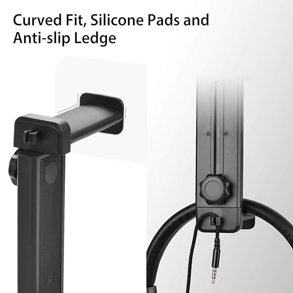 NEETTO NEETTO HS906 Headphone Stand & Hanger 2 in 1, Above & Under Desk Gaming Headset Holder Mount Hook with Height Adjustable & Rotating Clamp, Earphone Rack with Cable Clip - View 8 of 9