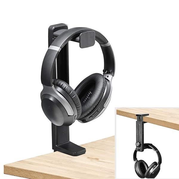 NEETTO NEETTO HS906 Headphone Stand & Hanger 2 in 1, Above & Under Desk Gaming Headset Holder Mount Hook with Height Adjustable & Rotating Clamp, Earphone Rack with Cable Clip - View 2 of 9