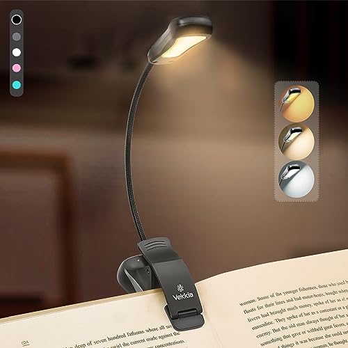 Vekkia Vekkia LuminoLite Rechargeable LED Book Light Clip-on for Reading in Bed 3 Color 3 Brightness Adjustable 70 Hours Wireless White Plastic - View 2 of 8