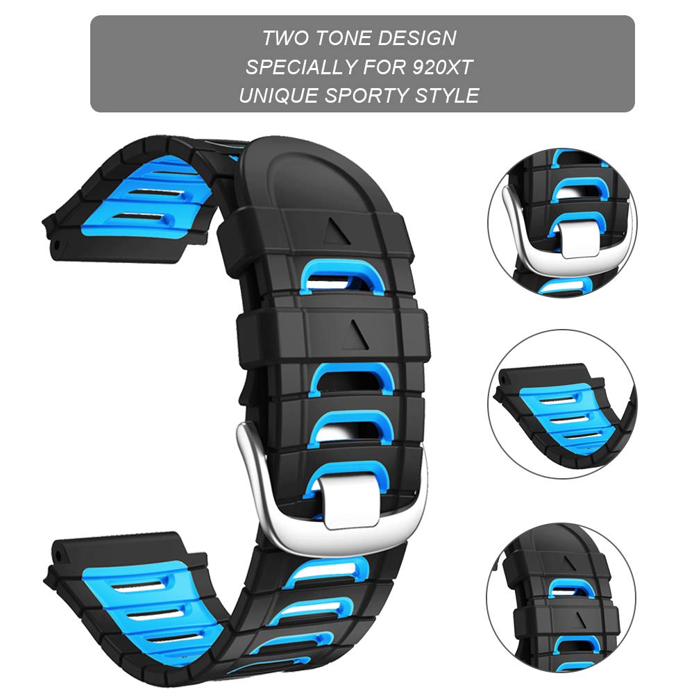 NotoCity NotoCity Garmin Forerunner 920XT Band Soft Silicone Replacement Strap for Men Women Black Blue - View 2 of 7