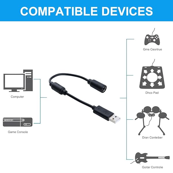 CfoPiryx Breakaway Wired Game Controller for Xbox 360 - 25cm USB Adapter Cable for Stable Gaming - View 4 of 7
