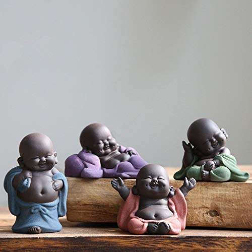 Kingzhuo Adorable Smiling Buddha Statues - Kingzhuo's Cute 4-Piece Figurine Set for Happiness & Gifting
