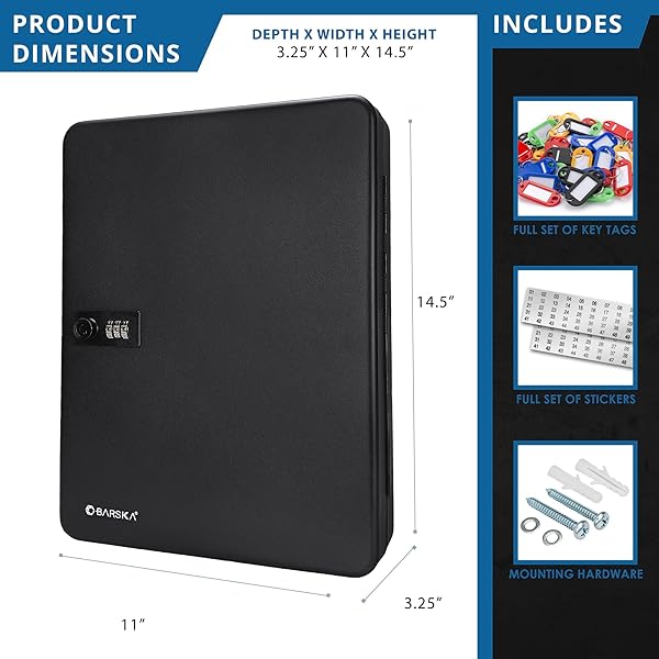 BARSKA Barska Combination Lock Key Cabinet Drop Box - Secure Wall Mount with 156 Positions - View 3 of 10
