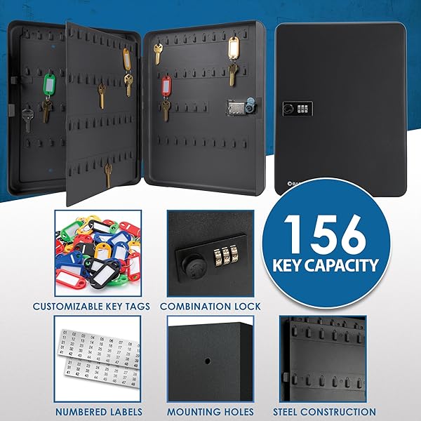 BARSKA Barska Combination Lock Key Cabinet Drop Box - Secure Wall Mount with 156 Positions - View 4 of 10