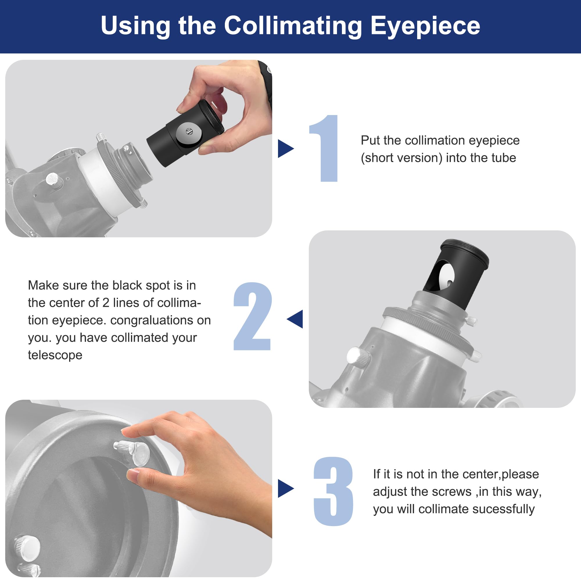 A ALSTAR Alstar 1.25 Inch Metal Collimating Cheshire Eyepiece for Newtonian Reflector Telescope - View 4 of 7
