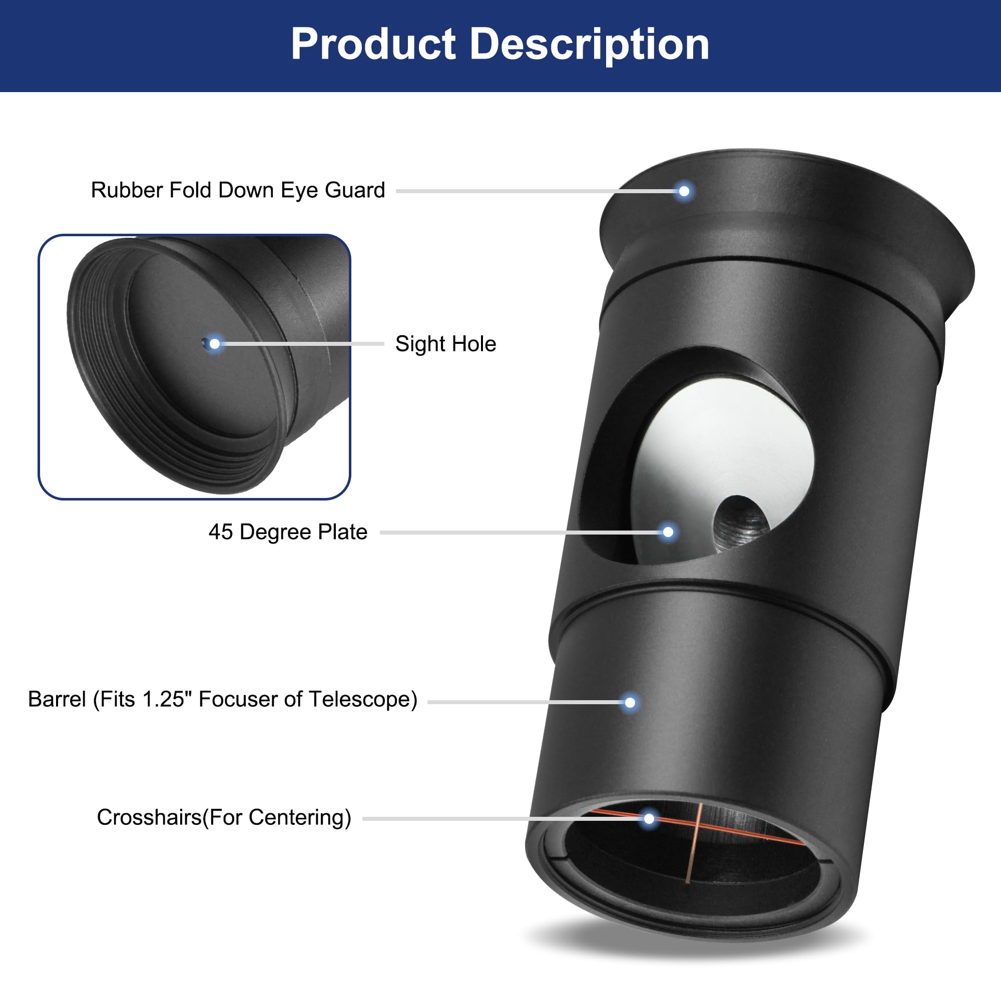A ALSTAR Alstar 1.25 Inch Metal Collimating Cheshire Eyepiece for Newtonian Reflector Telescope - View 6 of 7