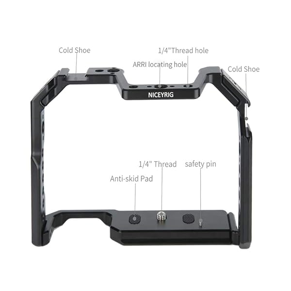 NICEYRIG Buy NICEYRIG Camera Cage for Canon 80D, 90D, 70D - Features NATO Rail, Cold Shoe & 1/4 3/8 Holes - View 6 of 11