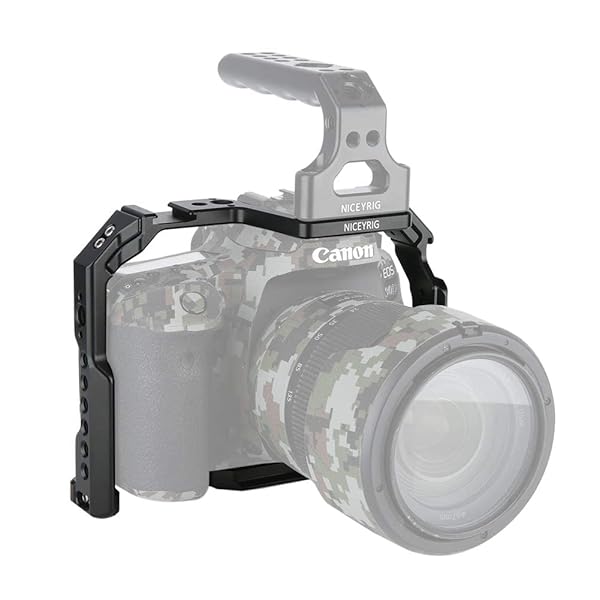 NICEYRIG Buy NICEYRIG Camera Cage for Canon 80D, 90D, 70D - Features NATO Rail, Cold Shoe & 1/4 3/8 Holes - View 10 of 11