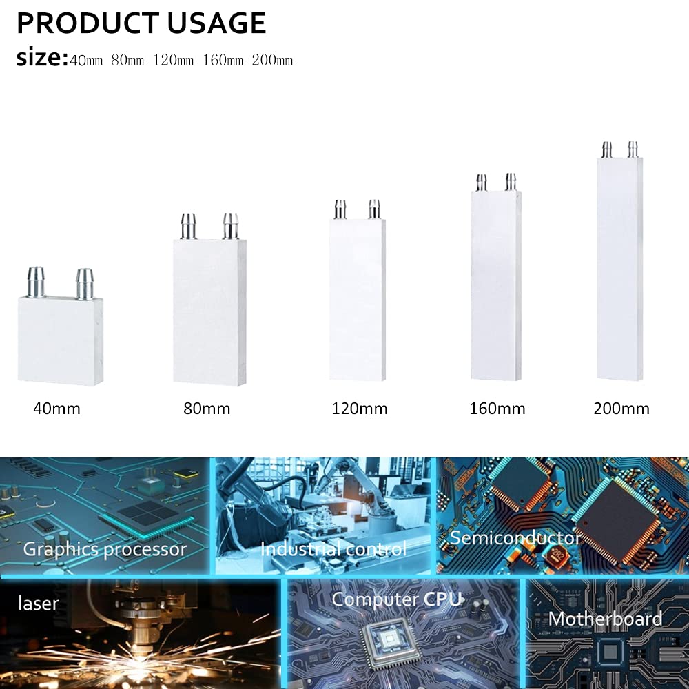 ClYXGS Aluminum Water Cooling Block Liquid Cold Plate Heat Sink for CPU and Graphics Radiator 40x200x12mm High Performance Cooling Solution - View 4 of 5