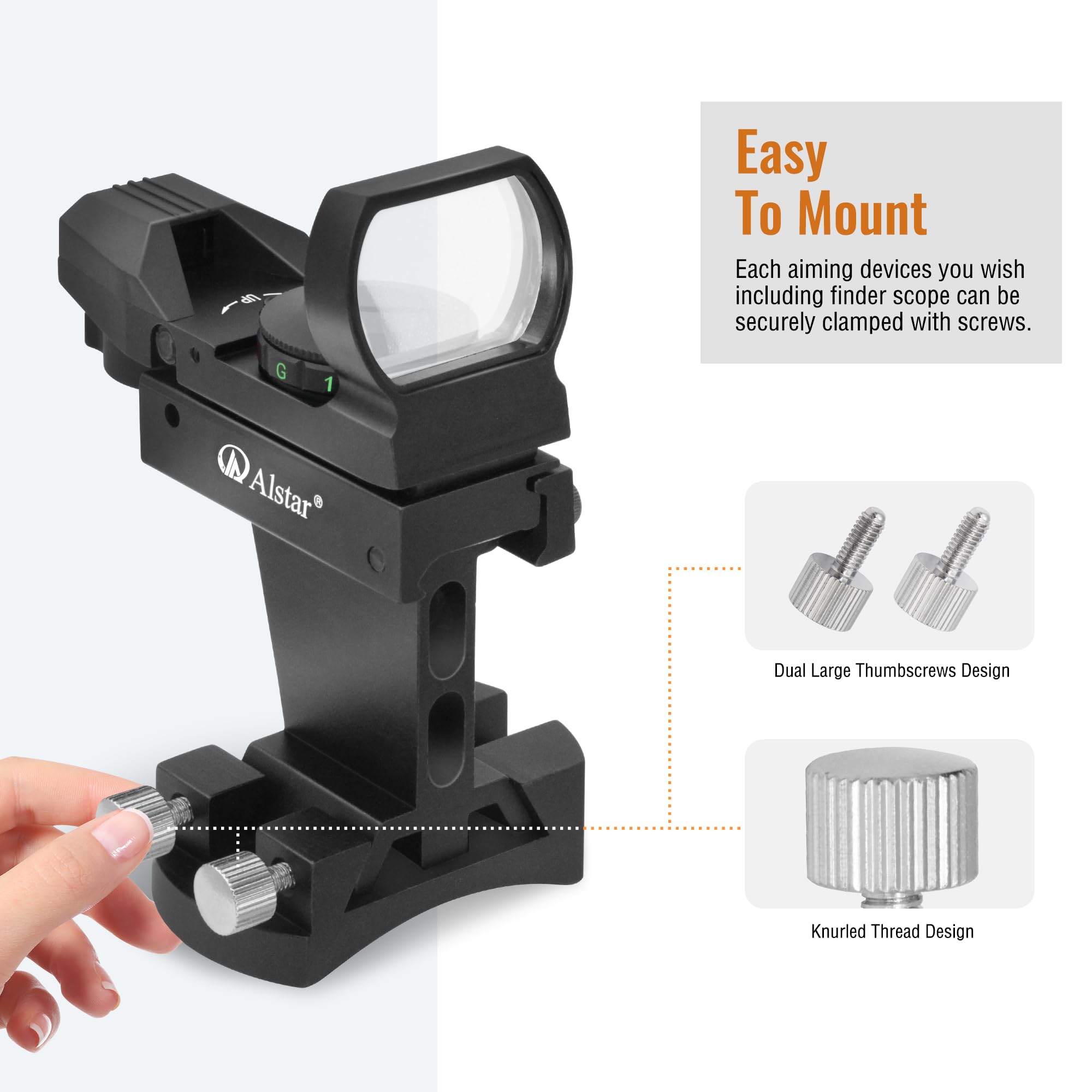 A ALSTAR Alstar Universal Quick Release Finder Shoe Base for Schmidt Cassegrain Telescopes 130-400mm Black MQR III IV Witty One V-Bracket - View 5 of 7