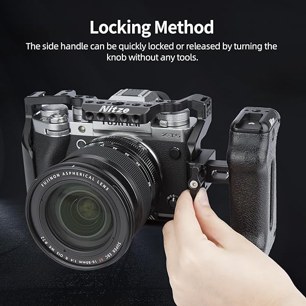 Nitze "Nitze NATO Side Handle PA22-H3: Adjustable Camera Handle with Cold Shoe & 1/4" Hole for Enhanced Filmmaking" - View 6 of 8