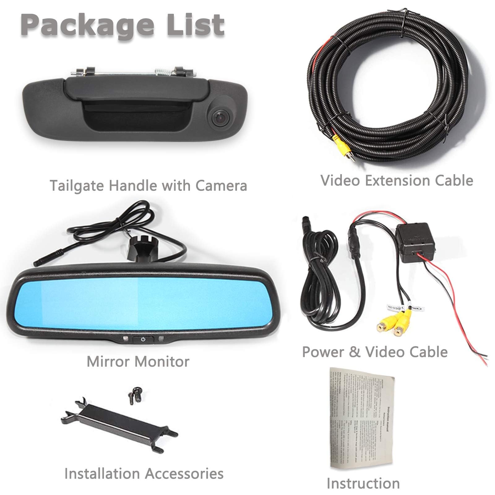 EWAY EWAY Tailgate Handle Backup Reverse Camera with 4.3 Inch Rear View Mirror Monitor Kit for Dodge Ram 1500 2500 3500 2002 to 2008 - View 7 of 9