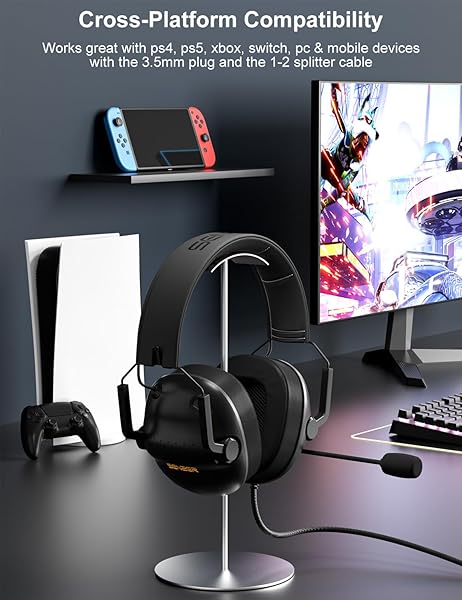 SENZER SENZER SG500 Gaming Headset: Surround Sound, Noise Cancelling Mic, Soft Foam - Compatible with PC, PS4, PS5, Xbox One, Switch - View 8 of 9
