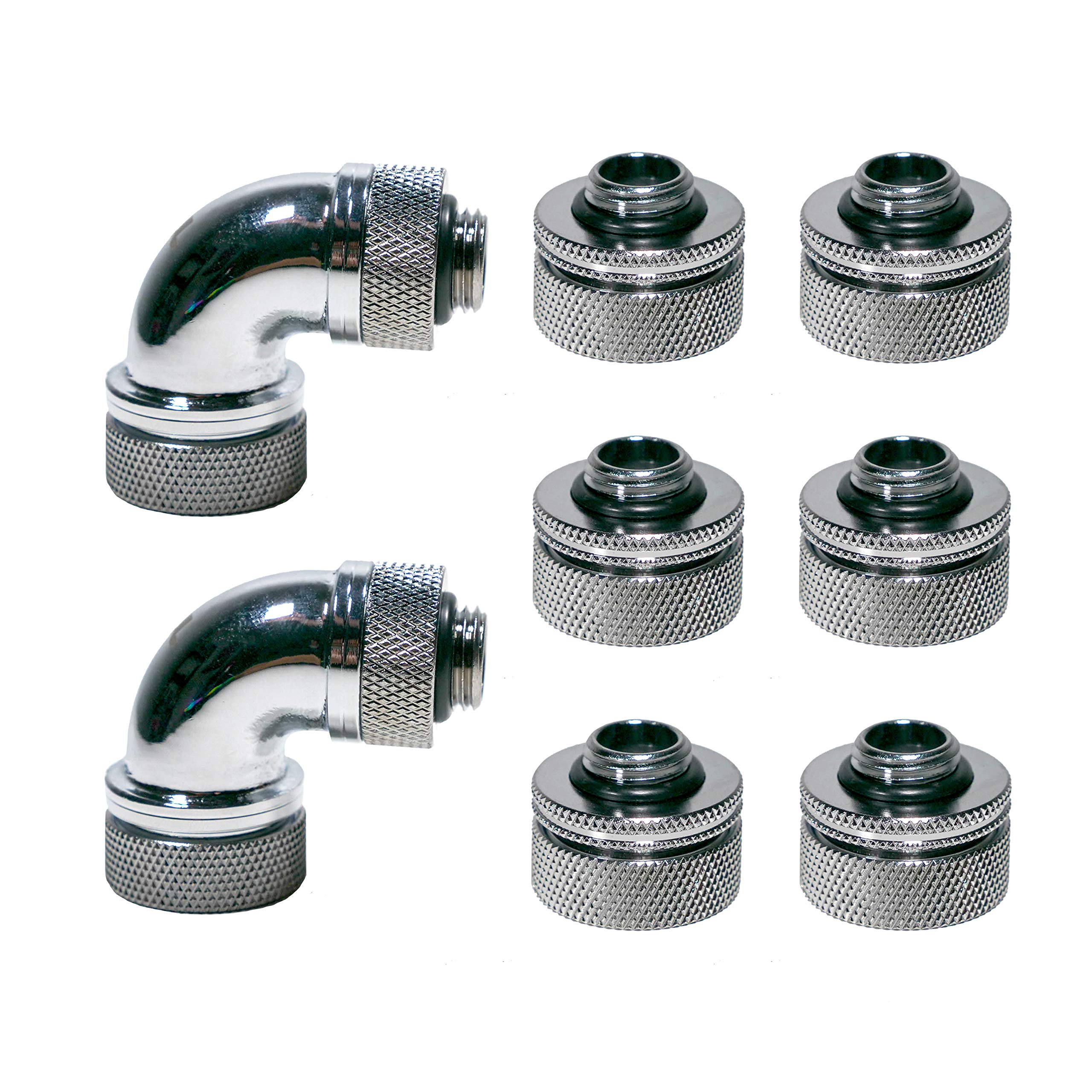 Thermaltake Pacific DIY 16mm OD PETG Compression Fitting Kit Chrome for Efficient Water Cooling Solutions