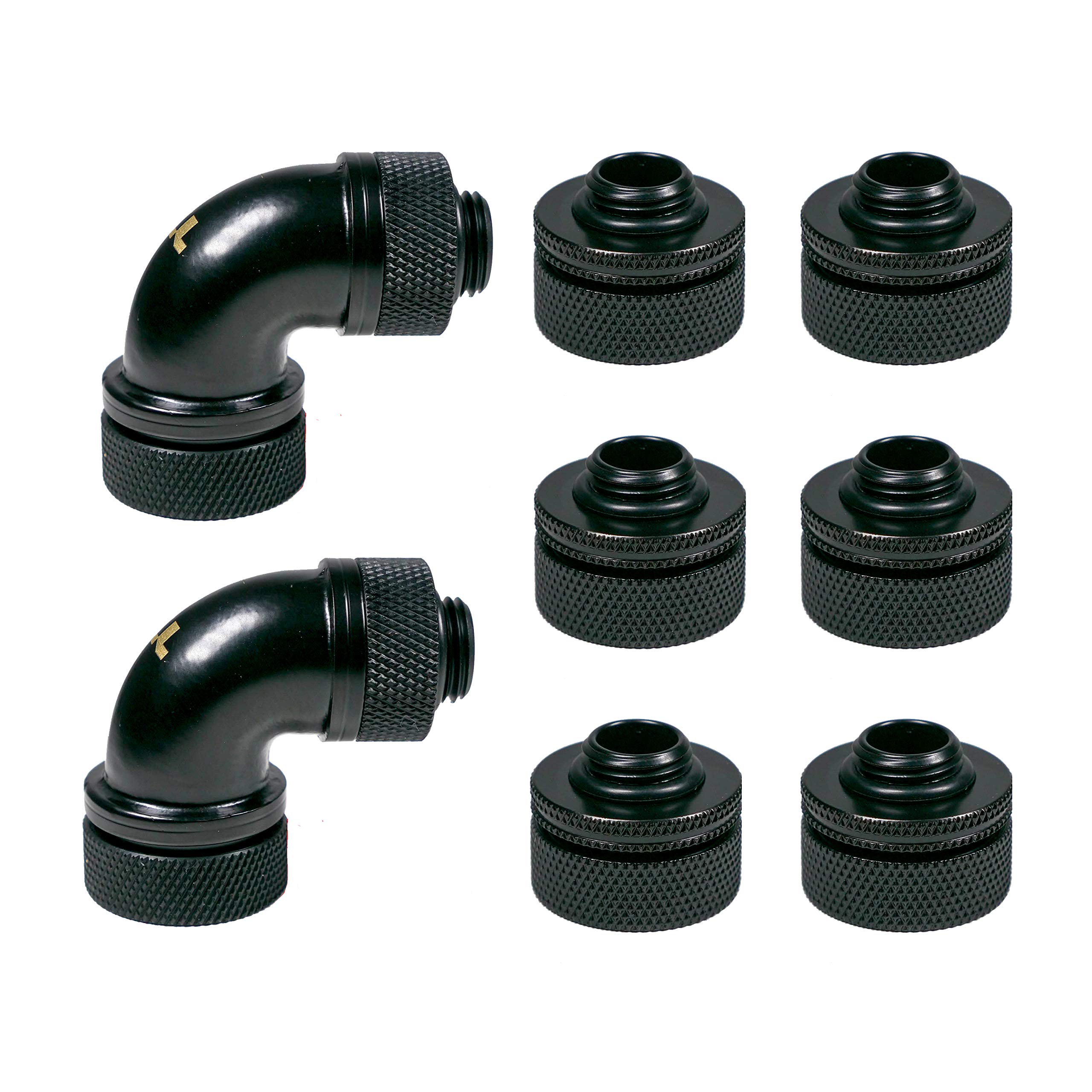 Thermaltake Pacific DIY 16mm OD PETG Compression Fitting Kit Black for Custom Water Cooling Systems