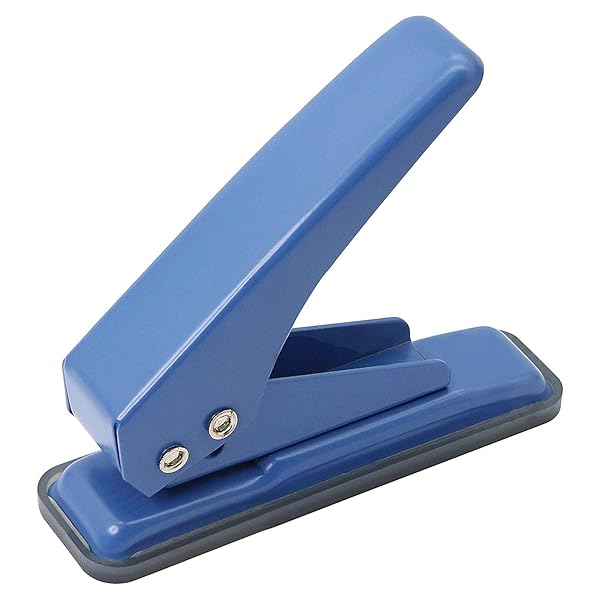 Hutou Premium 1/4 Inch Handheld Hole Puncher - 20 Sheet Capacity, Metal Design, Skid-Resistant Base for Paper & Art Projects - Blue