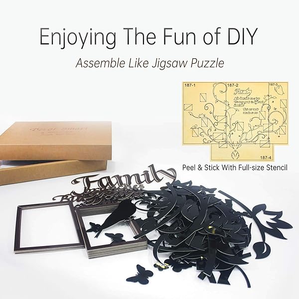 DecorSmart DecorSmart Antlers Family Tree Wall Decor 3D Removable Picture Frame Collage DIY Acrylic Stickers with Deer Head and Family Quote - View 6 of 8