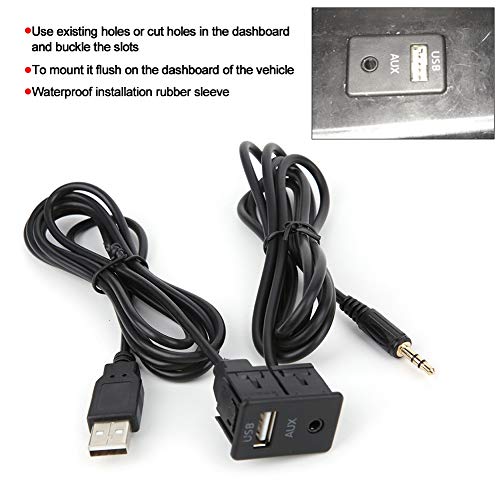 Aramox USB Audio Jack Cable 35mm AUX Extension Adapter Flush Mount USB Port Headphone Jack Panel for Car Boat - View 2 of 8