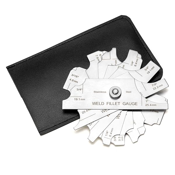QWORK QWORK 7Pcs Fillet Welding Gauge Set 304 Stainless Steel Cam Type for Welding Inspection Testing 1/8 to 1 Inch Ulnar Metric and Inch