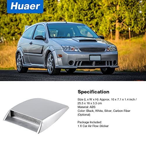 Akozon Bonnet Vent Cover Car Hood Simulation Decorative Air Outlet Universal Intake Scoop Sticker Silver - View 2 of 9