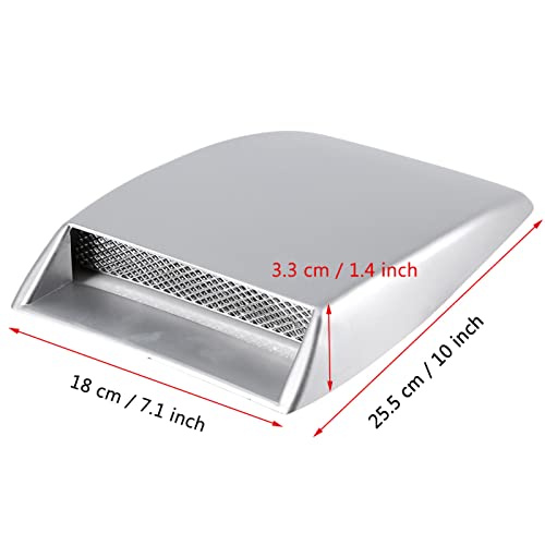 Akozon Bonnet Vent Cover Car Hood Simulation Decorative Air Outlet Universal Intake Scoop Sticker Silver - View 5 of 9