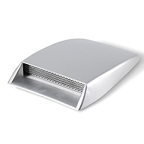 Bonnet Vent Cover Car Hood Simulation Decorative Air Outlet Universal Intake Scoop Sticker Silver