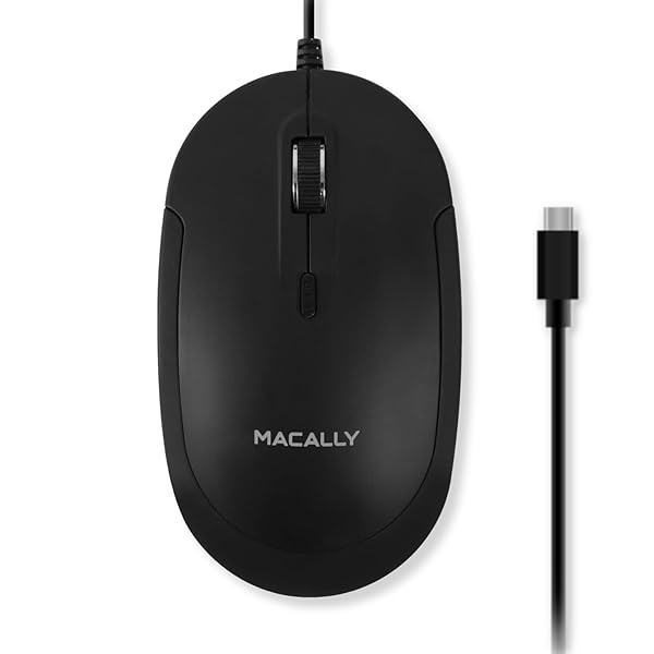 Macally Wired USB C Mouse: Slim, Quiet & Reliable 4 DPI Type C Mouse for MacBook Pro/Air & PC - Perfect for Laptops & iMac
