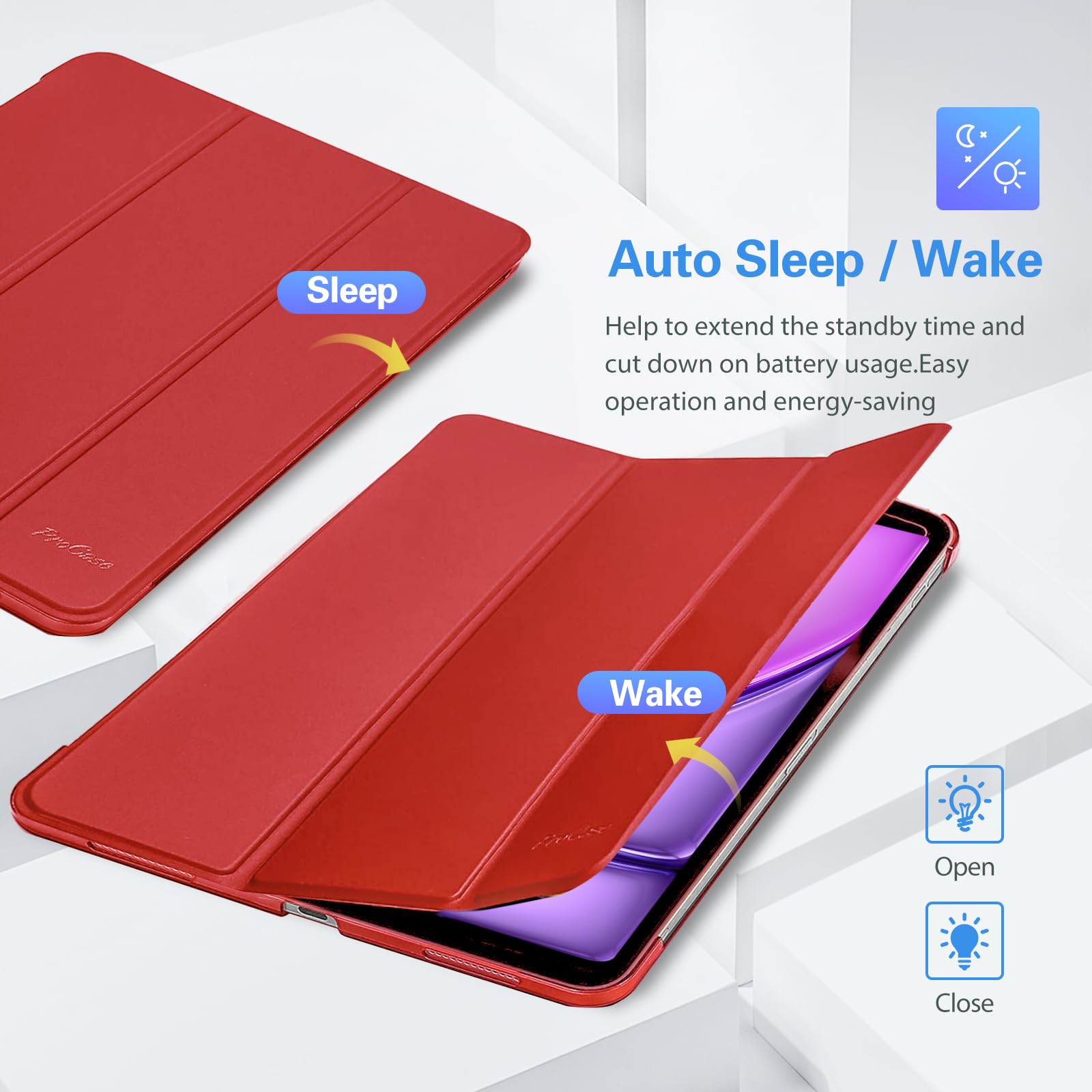 ProCase ProCase Smart Case for iPad Pro 12.9 2022 2021 2020 2018 Slim Stand Hard Back Shell Cover Red - View 7 of 9