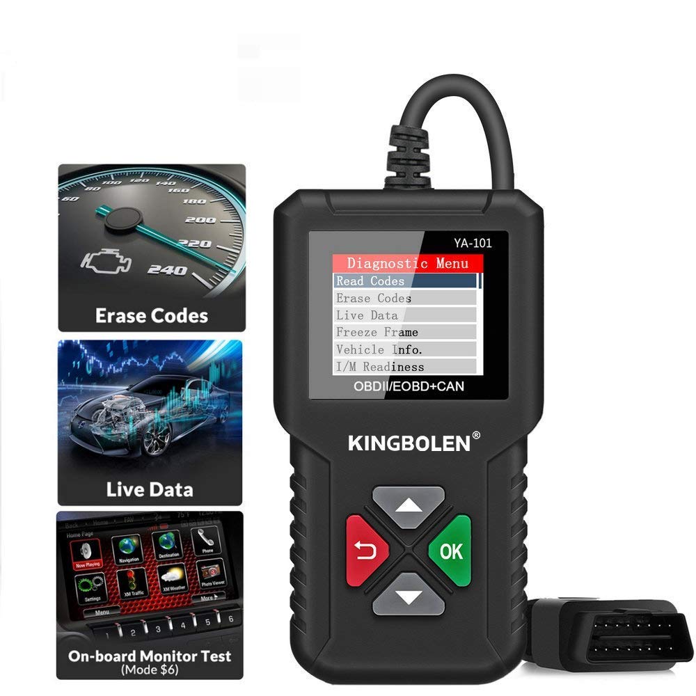 KINGBOLEN OBD2 Scanner,Code Reader Automotive Engine Light Check Scan Tool Checks O2 Sensor and EVAP Systems with Full OBD2 Functions,Supports Mode6